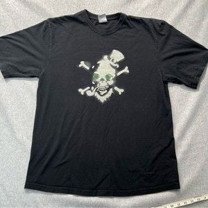 Vintage Lucky Brand t shirt Skull and crossbones Shamrock Mens XL USA heavy knit